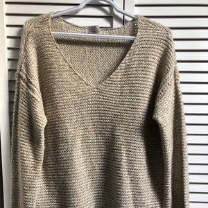 Full Tilt Essentials Tan V-neck Sweater